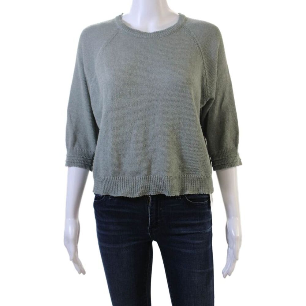 Alexandre Laurent Womens Long Sleeves Crew Neck Sweater Blue Cotton Size Small